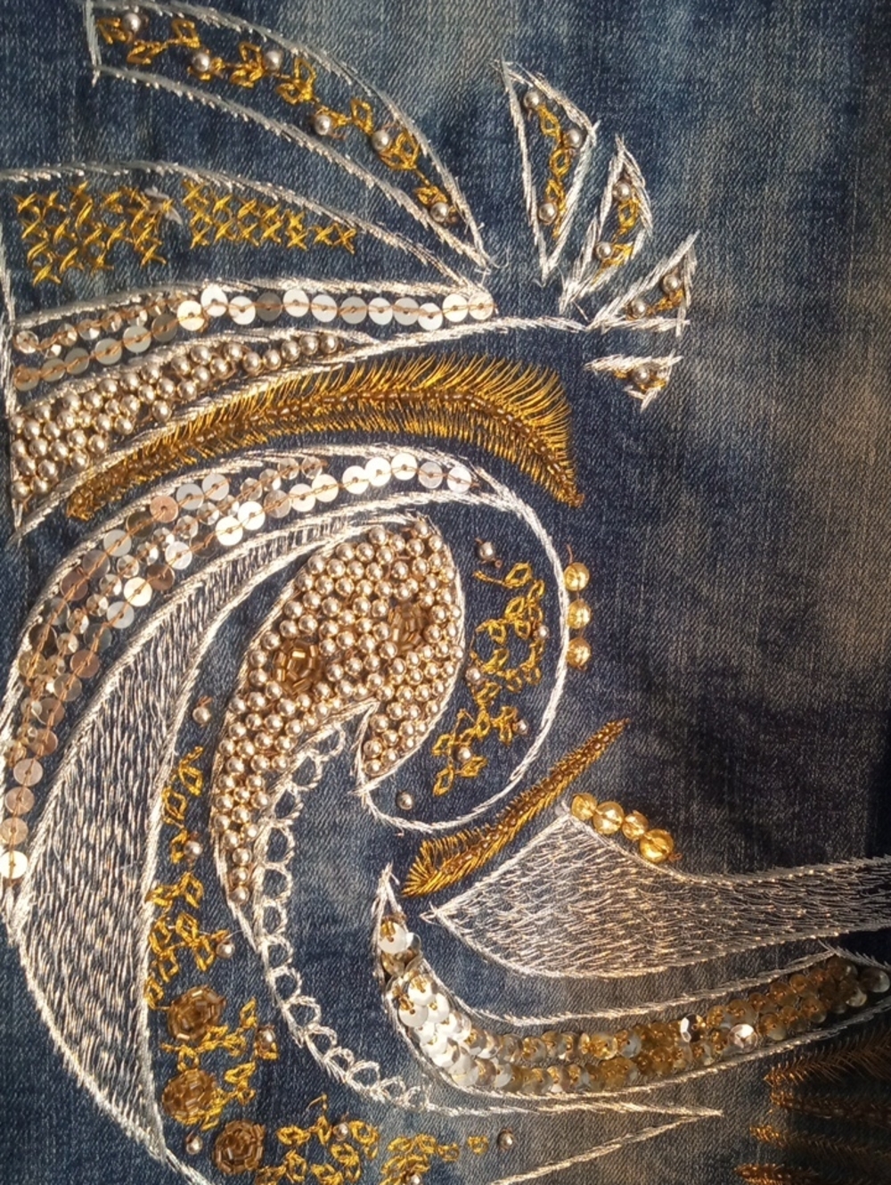 CHICO'S HEAVY SEQUINED DENIM JACKET - Picture 9 of 12